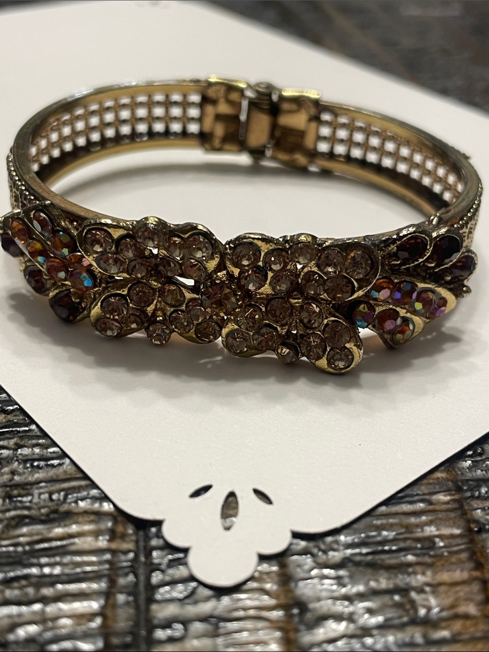 Vintage Gold-Tone Crystal Butterfly Bracelet
